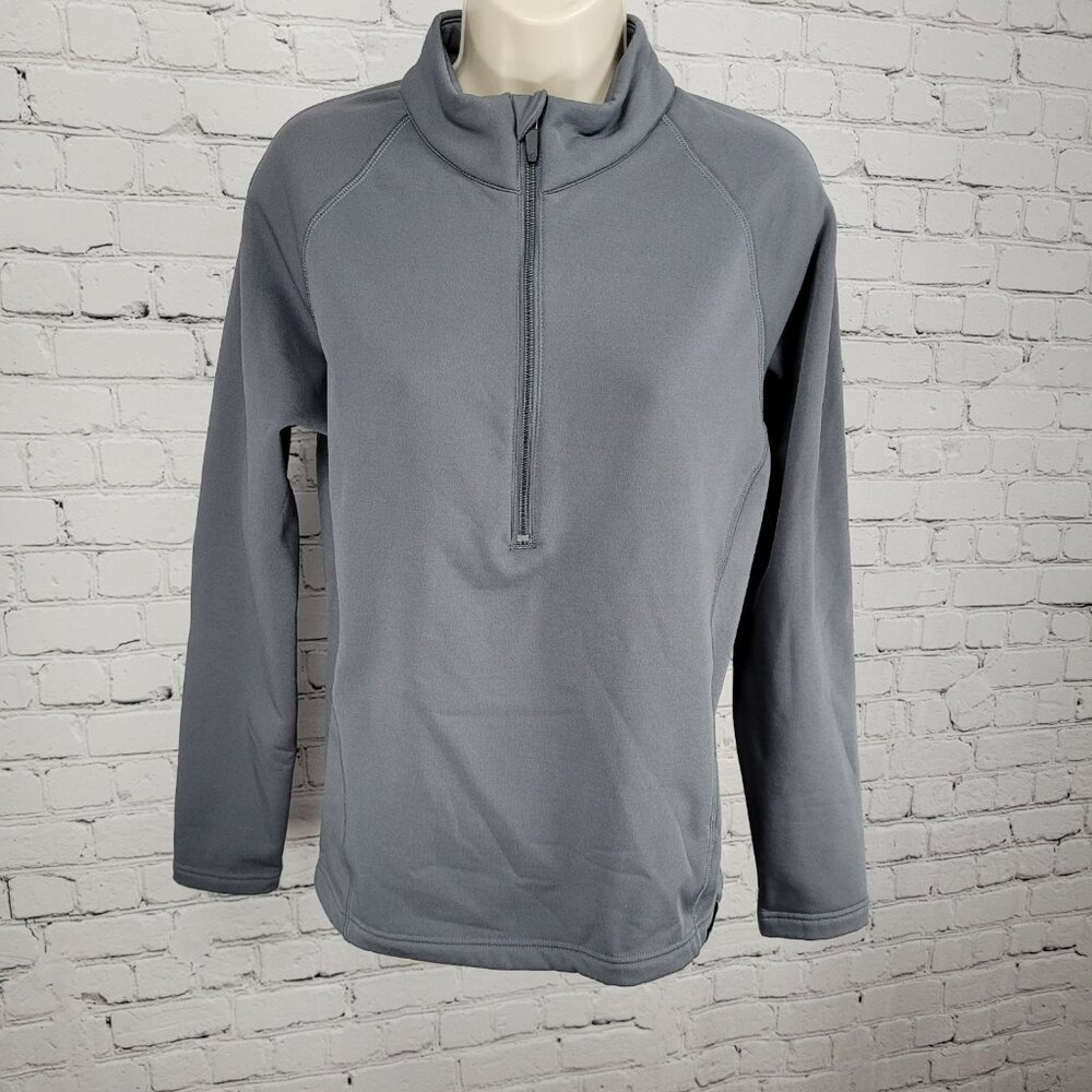 Obermeyer Grey 1/4 Zip Fleece Lined Stretch Pullover Base Layer Jacket Small S